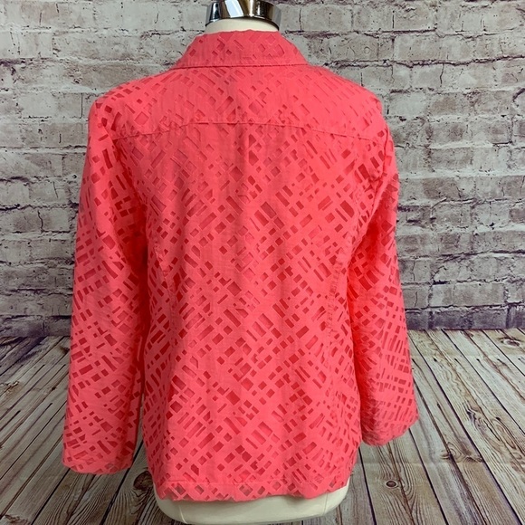 Chico’s Bryson Coral Open Lined Lazer Cut Jacket - Picture 6 of 11